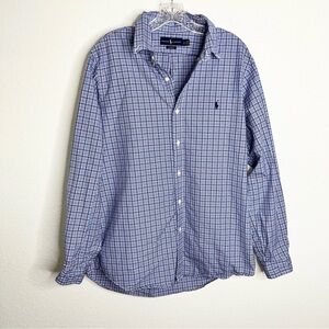 Polo Ralph Lauren Shirt Mens Large Plaid Blue Pink Button Up Long Sleeve G